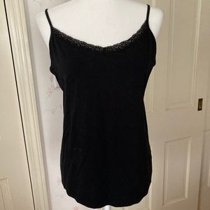 Spaghetti Strap Slight V neck Lace Trimmed Top